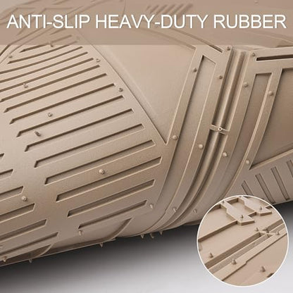 CAR PASS Heavy Duty Rubber Car Mats with Cargo Liner, Deep-Dish Car Floor Mats and Trunk Mat All Weather, Universal Trim-to-Fit for SUVs Trucks Sedans, Waterproof Anti-Slip, Trimmable V12 Beige - color: Beige Full Set