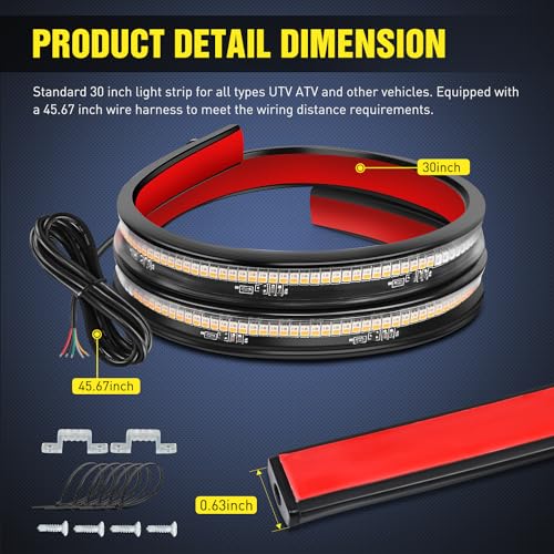 Nilight 30 Inch UTV Tailgate Light Strip 204 LED Red Running Brake Amber Turn Signals Lights Compatible with Polaris RZR Kawasaki Pioneer Can Am Golf Cart Off-Road Truck Trailer - color: 30" Tailgate Light Strip Red/Amber