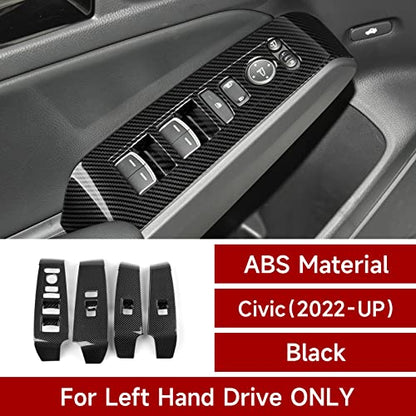 Car Window Lift Control Switch Decals for 2022 2023 2024 2025 Honda Civic 11th Gen Accessories ABS Carbon Fiber Interior Stickers - color: Window Lift Control