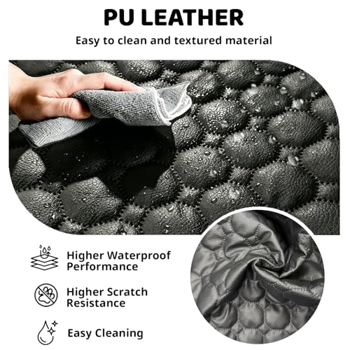 Dog Car Seat Cover with PU Leather Updated,Hard Bottom & Mesh Window, Waterproof Dog Car Seat Cover for Back Seat, Cat-Scratch Resistant Fabric,Backseat Cover for Dogs for Car SUV and Trucks