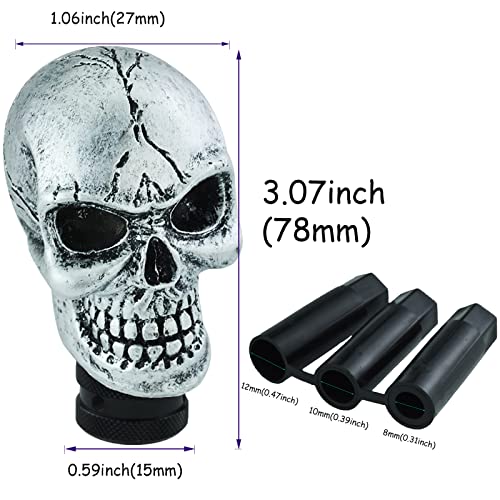 Skull Gear Speed Shift Stick Head Fit Most Cars - color: Silver