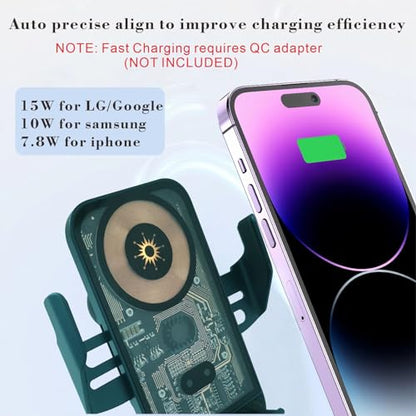 Wireless Car Charger Mount, 15W Fast Charging Auto Clamping Car Charger Holder for iPhone/Samsung for iPhone 17 16 15 14 13 12 11 Pro,Samsung Galaxy S26 Ultra S25 S24 Ultra S23 S22 S21 S20
