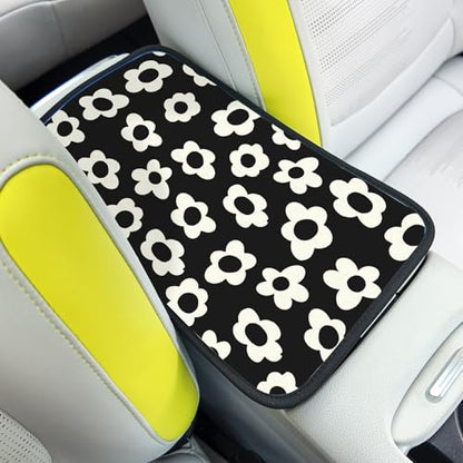 Car Center Console Cover,White Flowers Auto Center Console Pad,Armrest Cover Protector for Vehicle SUV Truck Car - color: White Flowers