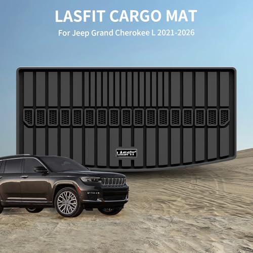 LASFIT Trunk Mat for Jeep Grand Cherokee L 2021-2025 2026 6 Seaters and 7 Seaters All Weather TPE Custom Fit Cargo Mat Trunk Liner Cargo Liner, Black - style: Grand Cherokee L 2021-2026 Cargo Mat