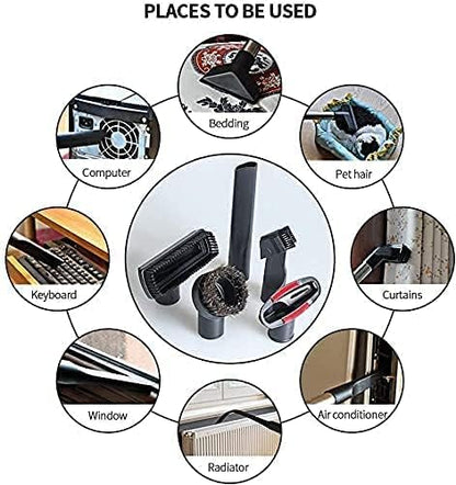 ANBOO Vacuum Attachments Replacement 1 1/4 inch & 1 3/8 inch Brush, Nozzle Crevice Tool, Hardwood Floor Brush for Shop vac Accessories 7pcs - size: 7pcs