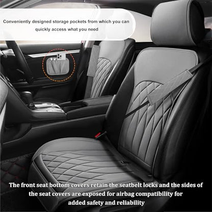 2 PCS Leather Front Car Seat Covers, Sideless Auto Seat Covers with Storage Pocket & Seatbelt Pads, Universal Waterproof Vehicle Seats Protectors for Most Front Seats (Gray) - color: Gray