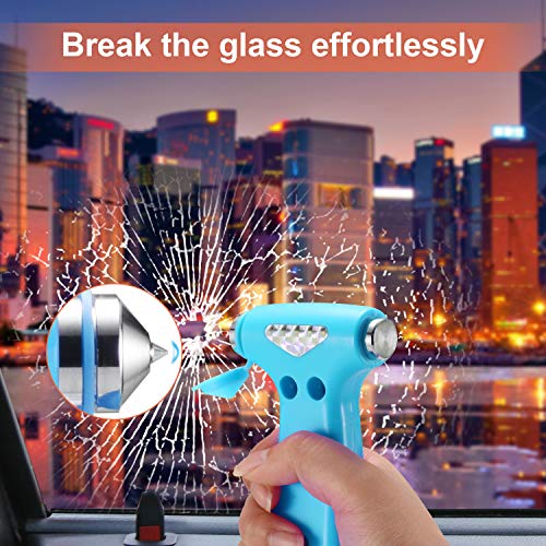 THINKWORK Car Safety Hammer for Teen Boy and Men's Gifts, Blue Three-in-One Emergency Escape Tool with Window Breaker and Seat Belt Cutter, Safety Emergency Car Escape Tool for Family and Children - color: Blue