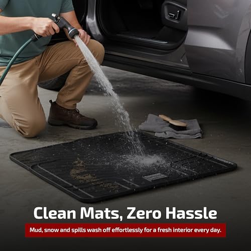 Gledring USA Universal Floor Mats for Cars, Trucks, & SUVs - Trim-to-Fit All Weather Rubber Car Floor Mat - Full Set Front & Rear Car Mats with Non-Slip Grip - Easy to Clean (4-Pieces)
