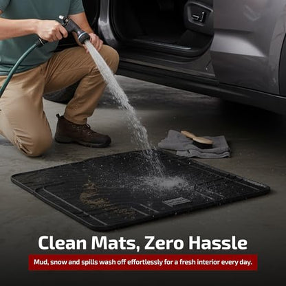 Gledring USA Universal Floor Mats for Cars, Trucks, & SUVs - Trim-to-Fit All Weather Rubber Car Floor Mat - Full Set Front & Rear Car Mats with Non-Slip Grip - Easy to Clean (4-Pieces)
