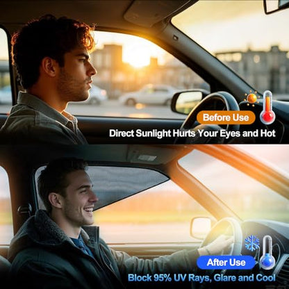 XCBYT Car Window Shades, Driver Window Sun Shade, Upgraded Magnetic Side Window Sun Shade for Front Side Windows with Block Sunlight, Glare and Heat for SUV, Truck, Safe Driving (2PS)