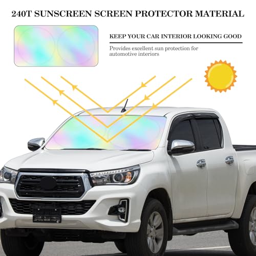 Windshield Sun Shade Foldable Car Front Window Covers for Car Accessories Sun Heat UV Rays Visor Protector Protection for Universal Cars SUV Truck (Rainbow) - style: Rainbow