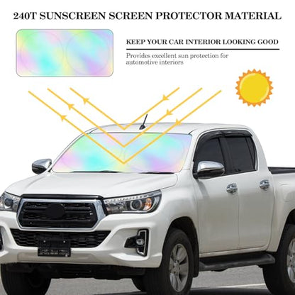 Windshield Sun Shade Foldable Car Front Window Covers for Car Accessories Sun Heat UV Rays Visor Protector Protection for Universal Cars SUV Truck (Rainbow) - style: Rainbow