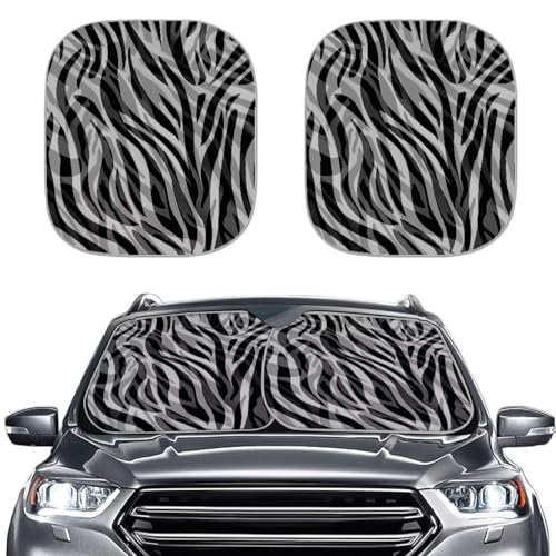 Zebra Print Car Sunshades for Windshield Reflect UV Sun and Heat and Keep Cool Sunvisor for Cars Windshield Foldable Easy Install 2 PCS Interior Car Accessories Universal Fit Sedan SUV Truck - color: Black Zebra Print
