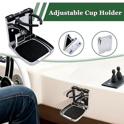Folding Cup Holders 304 Stainless Steel Adjustable Cup Holder for Car Home Trucks RVs Vans Boats Campers Caravans Yacht (Silver) - color: Silver