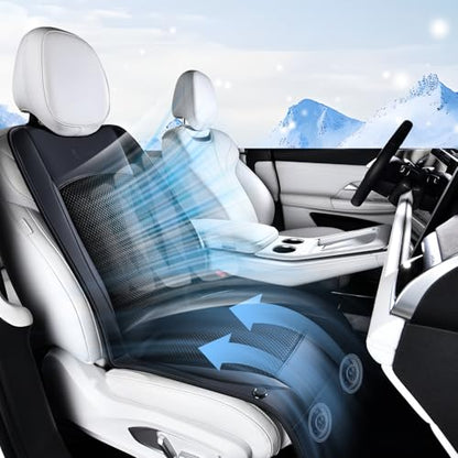 FLORICH Cooling Car Seat Cover Front Seat, 12V-24V Ventilated Seat Cushion, Cooling Car Seat Cushion with 2 Powerful Turbo Fans 3-Speed Adjustable for Summer Driving, Universal Fit for Car SUV Truck - color: Black