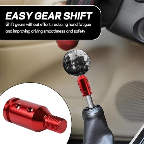 M12x1.25 Shift Knob Adapter, Aluminum Gear Shift Adapter Kit with 4-Sizes Hoses, Universal Gear Shift Knob Cover for Non-Threaded Manual Shifters, Car Stick Shift Knob Adapter (Red) - color: Red