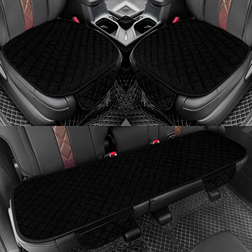 surpassme Car Seat Covers Universal Seat Covers for Car Accessories with Storage Pockets, Car Front Seat Covers and Rear Bench Coverfor Automotive, SUV, Truck, and Van(Black) - color: Black, size: 2 Front Seat Covers + 1 Rear Bench Seat Cover