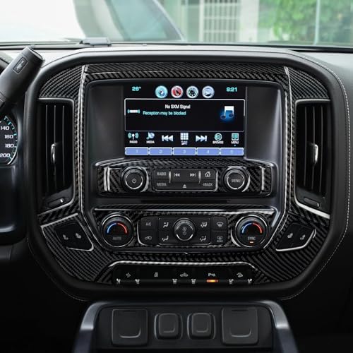 Car Carbon Fiber Decal Cover Interior Trim Central Control Panel B Sticker for Chevrolet Silverado/GMC Sierra 1500 2500HD 3500HD 2014-2018 Accessories - color: Central Control Panel B