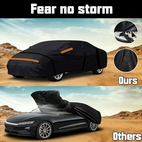 Waterproof Car Cover All Weather Snowproof UV Protection Windproof Outdoor Full car Covers (Fit for Sedan Length 175-185 inches) - size: Fit for Sedan Length 175-185 inches