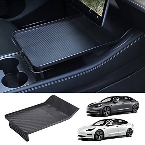 JSCARLIFE Center Console Tray for T-esla Model Y Model 3, Food Tray Table for Eating with Passenger, Car Tray Organizer Placing Essentials for T-esla Model Y/3 Accessories