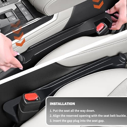 2PCS Car Seat Gap Filler,Upgraded 3 in 1 No Drop Seat Guard for Cars with Hook and Car Phone Holder Design,Universal Cars Seats Spacer Gap Filler for Double-Sided Use