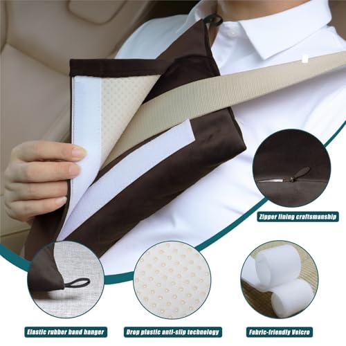 Super Soft Seatbelt Pillow, Seat Belt Pillow for Mastectomy Post-Surgery, Seat Belt Cushion for Heart Surgery Recovery, Hysterectomy Abdominal Incision Recovery Seatbelt (Chocolate, Large) - color: Chocolate