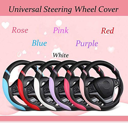 Steering Wheel Cover for Men Women Leather Universal Steering Wheel Covers for Car 15inch (Gray) - color: Premium Grey