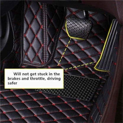 Custom Car Mats All Weather Fit Automotive Floor Mats PU Leather Protector Mat for Most Sedan, SUV, Truck (Black Red) - color: Black Red