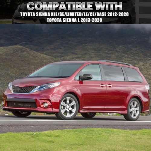 Compatible with 2012-2020 Toyota Sienna Left Side Mirror Cover Cap, Black Driver Side Clip-on Mirror Cap Replacement Without Turn Signal Light Replaces for 87945-08010 - color: Left Black