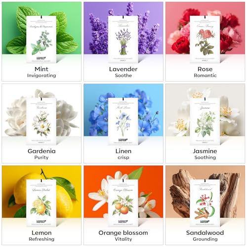 MYARO 12 Pack Fresh Linen Scented Sachets for Drawer, Closet & Car Air Freshener Bags | Odor Eliminator & Fabric Refresher | Crisp, Clean Home Fragrance Gift Set - color: Linen