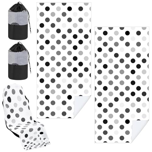 Hahafelt 2 Pack Car Seat Towel Covers with Storage Bag, 63 x 32 Inch Universal Non Slip Waterproof Sweat Protector for Car Truck, Gym Swimming Running, Machine Washable (Black and Gray Dots) - style: Black and Gray Dots