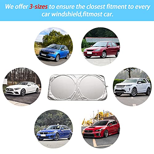 Foldable Windshield Sun Shade, Bonus Steering Wheel Sun Shield to Block UV Rays Keep Your Vehicle Cooler, Easy to Use Car Interior Accessories (X-Large) - size: 63"x35.4"/1PCS