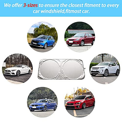 Foldable Windshield Sun Shade, Bonus Steering Wheel Sun Shield to Block UV Rays Keep Your Vehicle Cooler, Easy to Use Car Interior Accessories (59.2"x27.2") - size: 59.2"x27.2"/1PCS