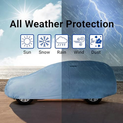 iCarCover 18-Layers Premium Universal Fit SUV Car Cover Waterproof All Weather Sun Rain Snow UV Protection Outdoor Indoor Full Exterior Covers for Automobiles Sedan Hatch Coupe Fit for 145-154 inch - size: 15. Fit Small Size SUV Length 145-154 inch