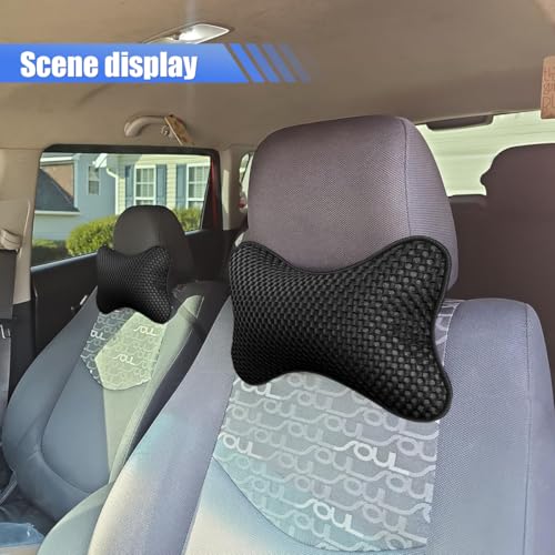 ZIMISI 2PCS Car Headrest Pillow, Breathable Leather Car Neck Pillow, Soft Cloud Silk Cotton Neck Support Relief Cushion, Comfortable Automotive Seat Head Rest Pad for Driving Fatigue Relief (Black) - color: Black
