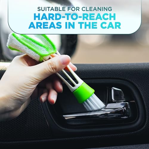 Car Vent Brush Multifunctional Cleaning Brush - Auto Vent Cleaner Tool for Car Detailing Car Interior Duster Reliable Plastic & Nylon, Handy Size, Triple Design, Compact Storage, Removable for Washing