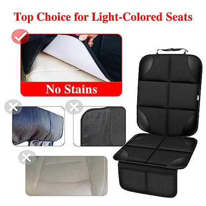 Meolsaek Car Seat Protector for Child Car Seat, Durable 600D Fabric Waterproof Car Seat Cover with Thick Pad Non-Slip Backing，No Imprints (Black 2pcs) - color: Black 2pcs