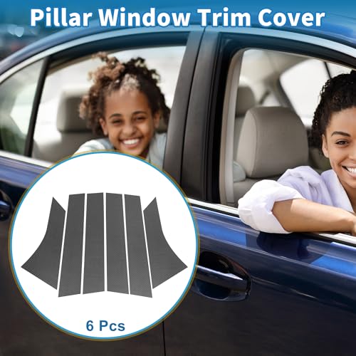 Door Pillar Window Trim Anti Scratch Sticker Pillar Posts Door Outer Exterior Cover for Ford Focus 2012-2019 Carbon Fiber Pattern Black