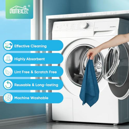 HOMEXCEL Navy Blue Microfiber Cleaning Cloth, 24 Pack Cleaning Towels for Kitchen, Lint Free, Scratch-Free, Highly Absorbent, and Reusable Cleaning Rags for House, Window, Cars, 11.5 X11.5 inch - color: Navy Blue
