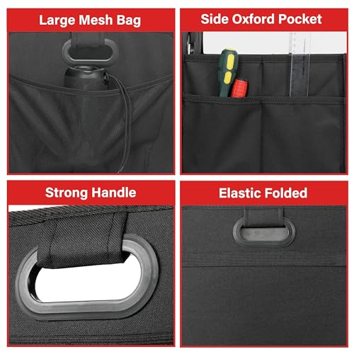 Simple Deluxe Car Trunk Organizer, 2 Compartments Collapsible Trunk Storage, Anti-slip Design, Made of Waterproof 600D Oxford Polyester, Suitable for Minivan, SUV, Truck, Standard Size, Black, 2 Pack