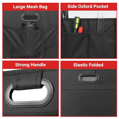 Simple Deluxe Car Trunk Organizer, 2 Compartments Collapsible Trunk Storage, Anti-slip Design, Made of Waterproof 600D Oxford Polyester, Suitable for Minivan, SUV, Truck, Standard Size, Black, 2 Pack