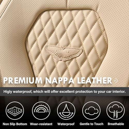 Coverado Seat Covers, Car Seat Covers Front Seats, Beige Car Seat Cover, Waterproof Car Seat Covers, Car Seat Cushion, Front Car Seat Covers Leatherette Car Seat Protector Universal Fit Most Cars - color: Beige, size: FrontPair