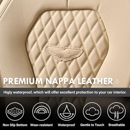 Coverado Seat Covers, Car Seat Covers Front Seats, Beige Car Seat Cover, Waterproof Car Seat Covers, Car Seat Cushion, Front Car Seat Covers Leatherette Car Seat Protector Universal Fit Most Cars - color: Beige, size: FrontPair