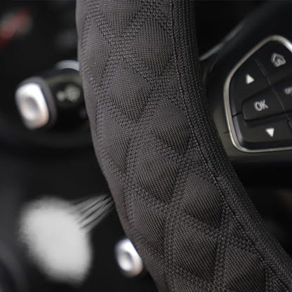 zipelo Elastic Stretch Steering Wheel Cover, Microfiber Breathable Ice Silk, Universal 15 Inch Anti-Slip Car Steering Wheel Protector, Warm in Winter and Cool in Summer, for Men and Women (Black) - color: Black