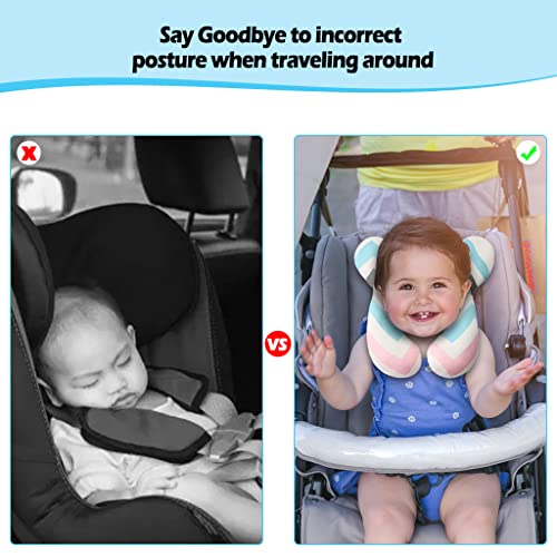 KAKIBLIN Baby Head Pillow,Support Pillow, Baby Travel Pillow for Head and Neck, Babies Neck Pillows for Car Seat, Stroller, Pushchair,Travel(Wave) - color: Wave