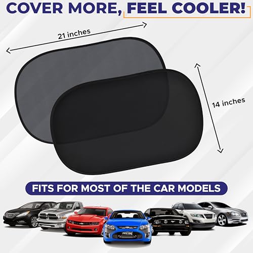 EcoNour Car Side Window Shades for Baby |2 Pack Side Window Sunshade for Kids | 18S Premium Static Cling |Automotive Sun Protection Baby from UV and Sun Glare |Car Accessories Large (21"x14") - size: Large - 2 Pack