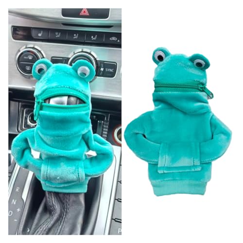 Mini Frog Gear Stick Car Shifter Hoodie, Gear Shift Cover Funny Gearshift Sweater, Gear Shift Knob Hoodie Protector, Cute Gadgets Car Interior Accessories and Decorations (Green Frog) - color: Green Frog