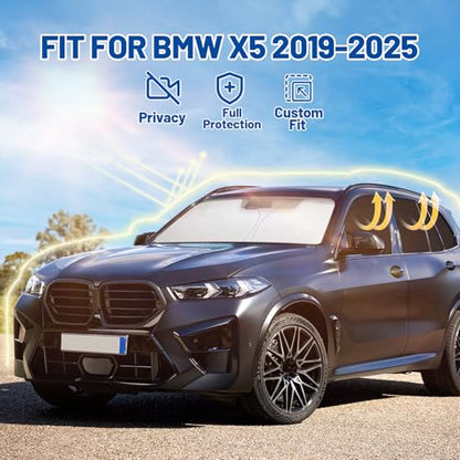 Car Window Shades for BMW x5 2019-2025 Accessories - Full Set 10PCS Side Window Sunshades with Memory Frame & Blackout Fabric, Privacy UV Shield for Camping/Travel - size: Fit for BMW x5 2019-2025