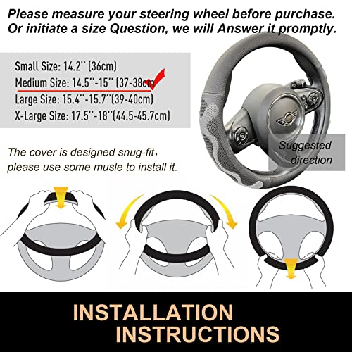 PINCTROT Comfy Grip Steering Wheel Cover, Anti-Slip Design, Universal 14.5-15 Inch(Silicone Gray) - color: 4.Gray, size: Medium(Standard) Size[14 1/2''-15'']