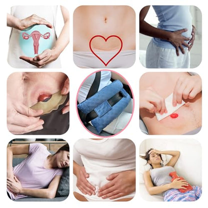 Hysterectomy Seatbelt Pillow Hysterectomy Recovery Must Haves Post Surgery Abdominal Pillows with Ice/Hot Pocket for Tummy Tuck C-Section Recovery Gifts Minky Dot Denim Blue - color: Minky Dot Denim Blue